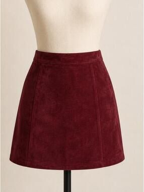Vintage Phoenix Genuine Leather Mini Skirt Burgundy USA
